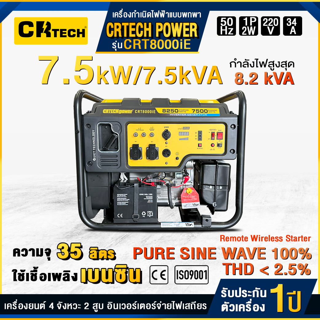 เครื่องกำเนิดไฟฟ้าเบนซิน รุ่น : CRT8000iE